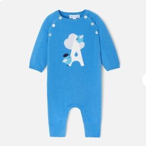 NWT Jacadi Paris Cashmere Blue Romper Sz 3 Months